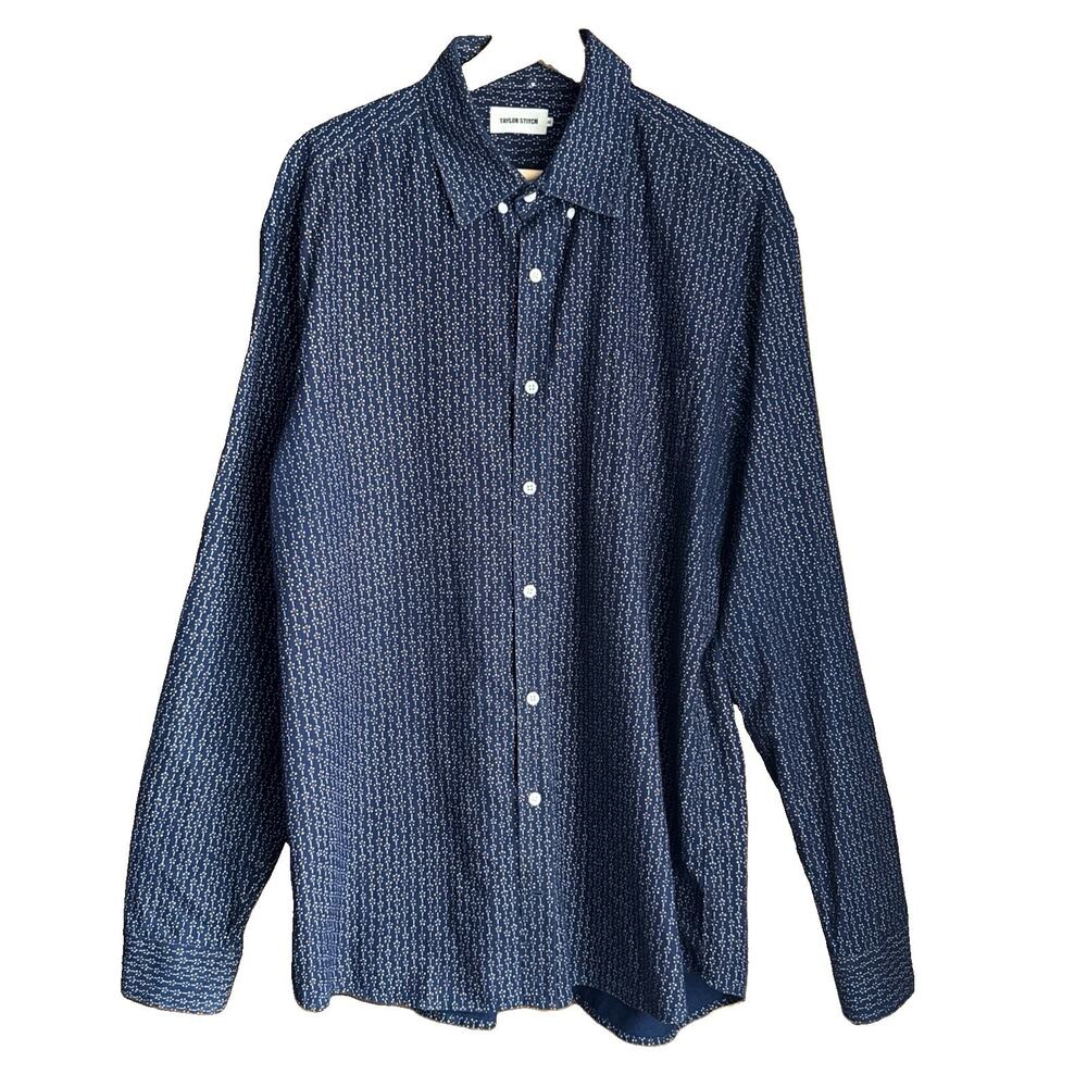 Taylor Stitch Jack Shirt Mens 46 XL Navy Sashiko Dot BCI Cotton Button Down